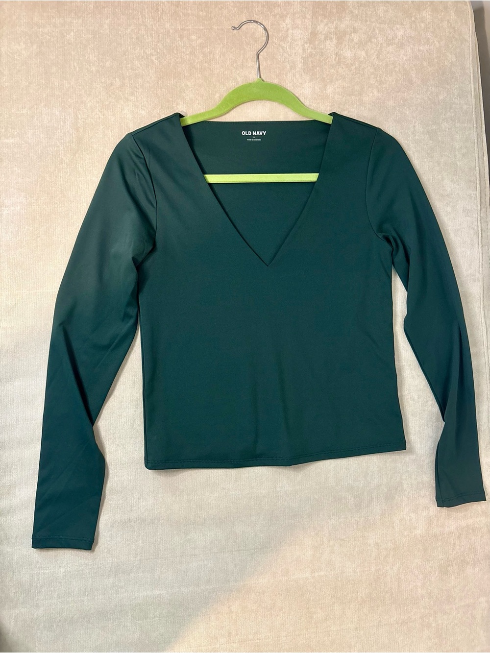 Old Navy Dark Green V-Neck Long Sleeve Top